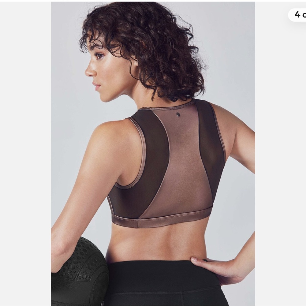FABLETICS Camryn Metallic Bronze Shimmer Bra Mesh Sports Bra Size XS - Picture 2 of 4